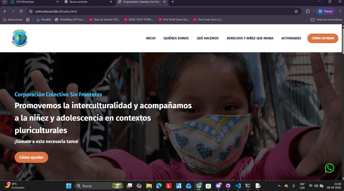 Captura de la portada del sitio web anterior de Colectivo Sin Fronteras